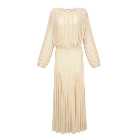 Pollen Pleated High Neck Maxi Dress