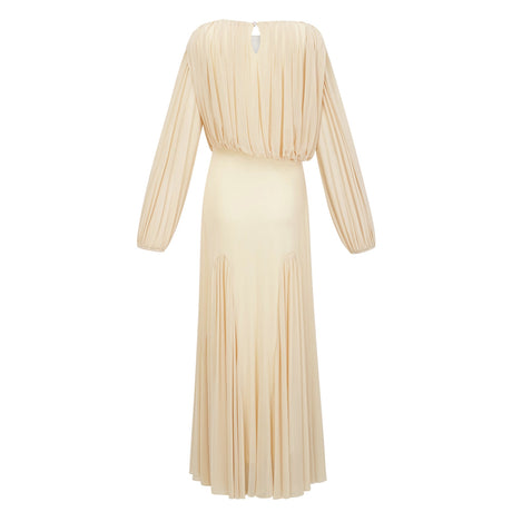 Pollen Pleated High Neck Maxi Dress