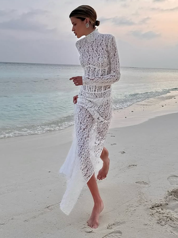 Aurohaya Charline Lace Corset Maxi Dress