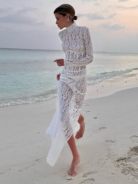 Aurohaya Charline Lace Corset Maxi Dress