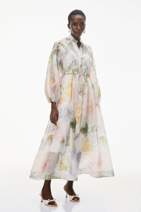 Aurohaya Asiya Green All-Over Print Maxi Dress