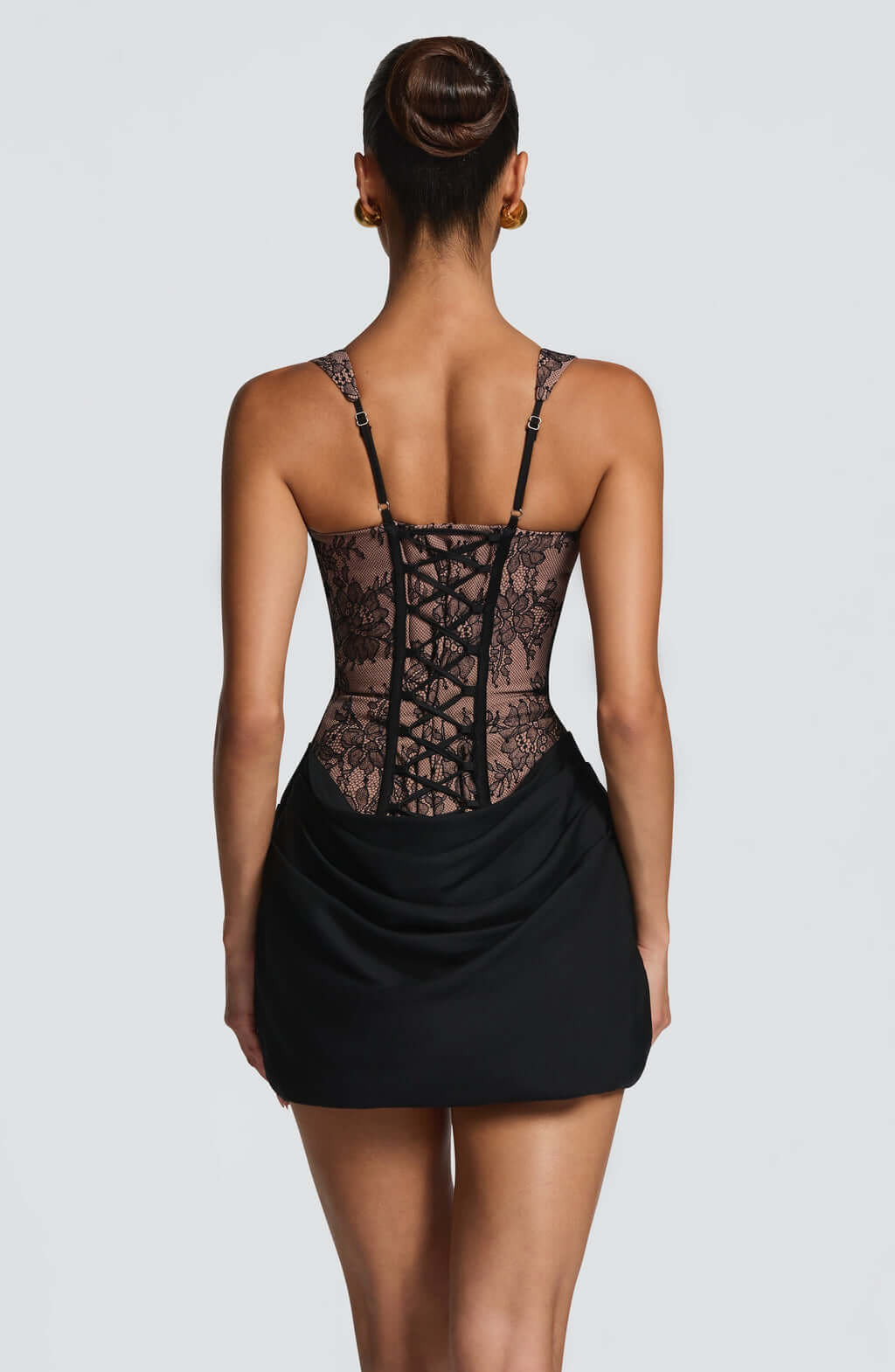 Aurohaya Aurelia Square-Neck Boned Mini Dress