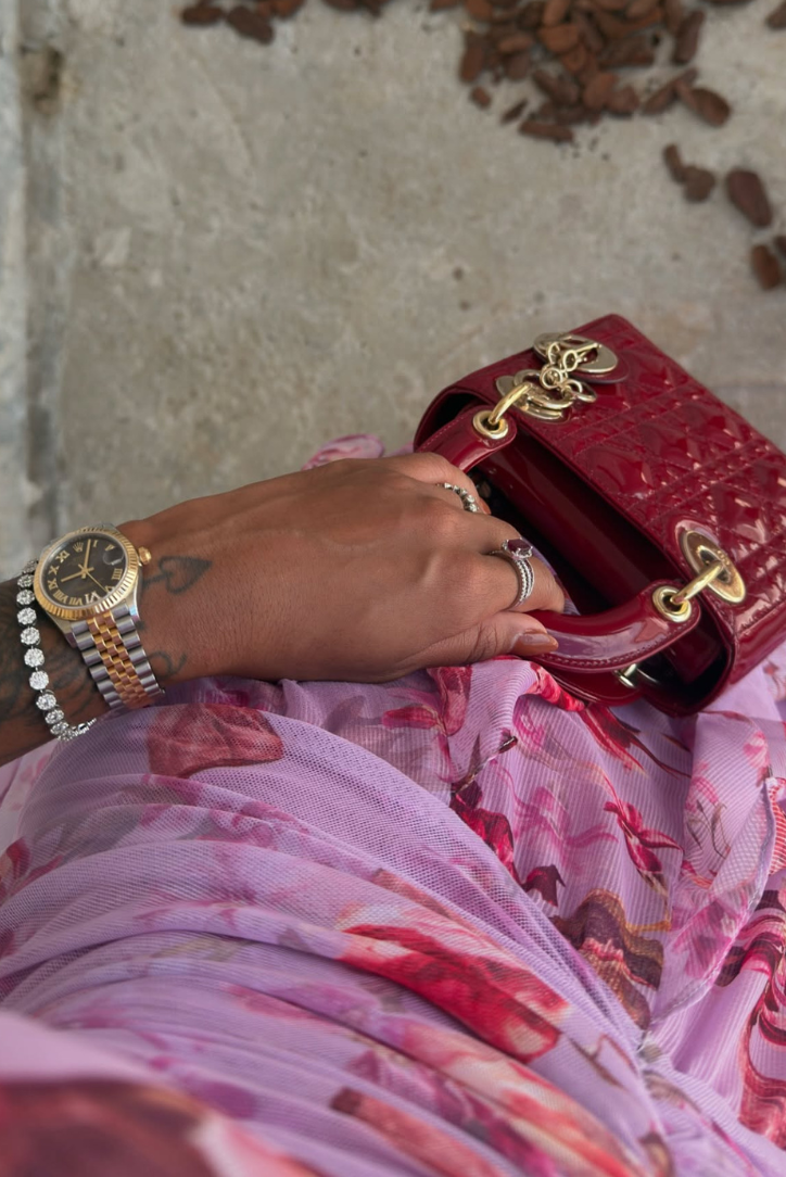 Aurohaya Caresse Halter Ruffle Maxi Dress