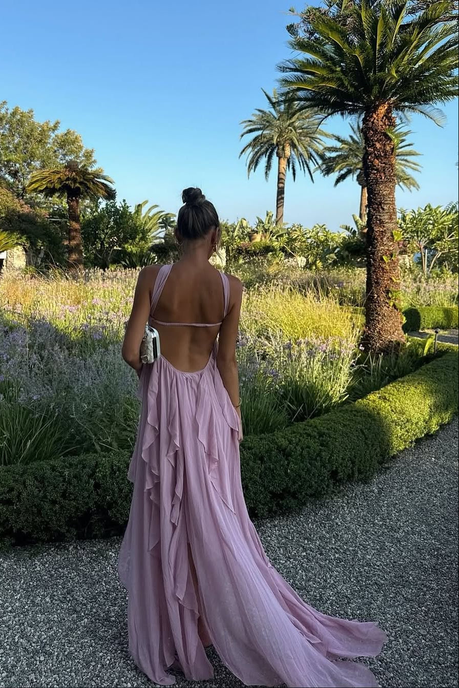 Aurohaya Chloé Strapless Ruffle Maxi Dress