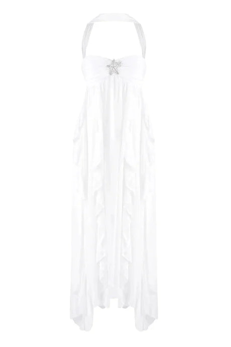 Aurohaya Chloé Strapless Ruffle Maxi Dress White
