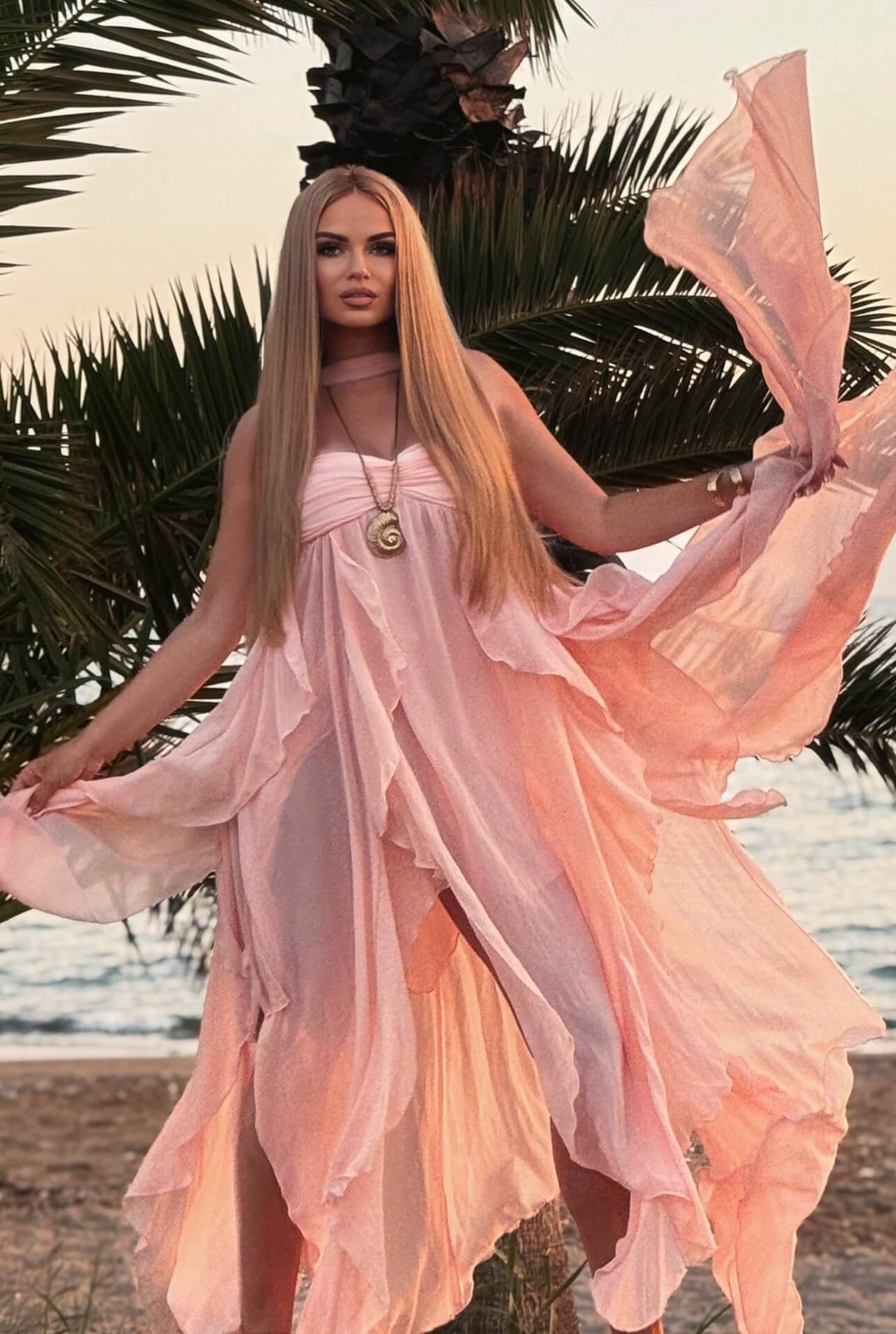 Aurohaya Chloé Strapless Ruffle Maxi Dress