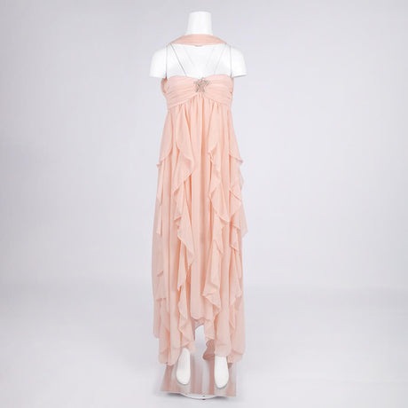 Aurohaya Chloé Strapless Ruffle Maxi Dress Pink