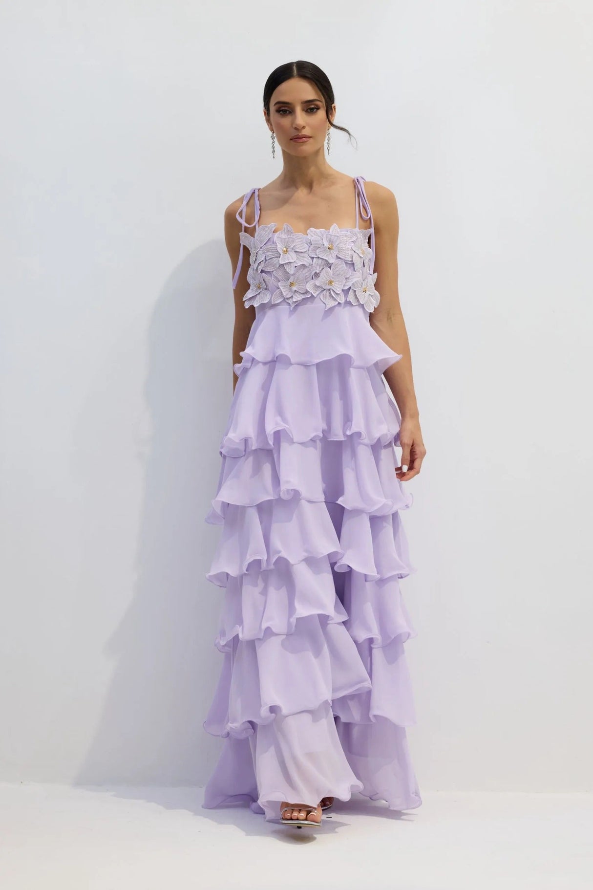 Aurohaya Gabrielle Tiered Ruffle Maxi Dress
