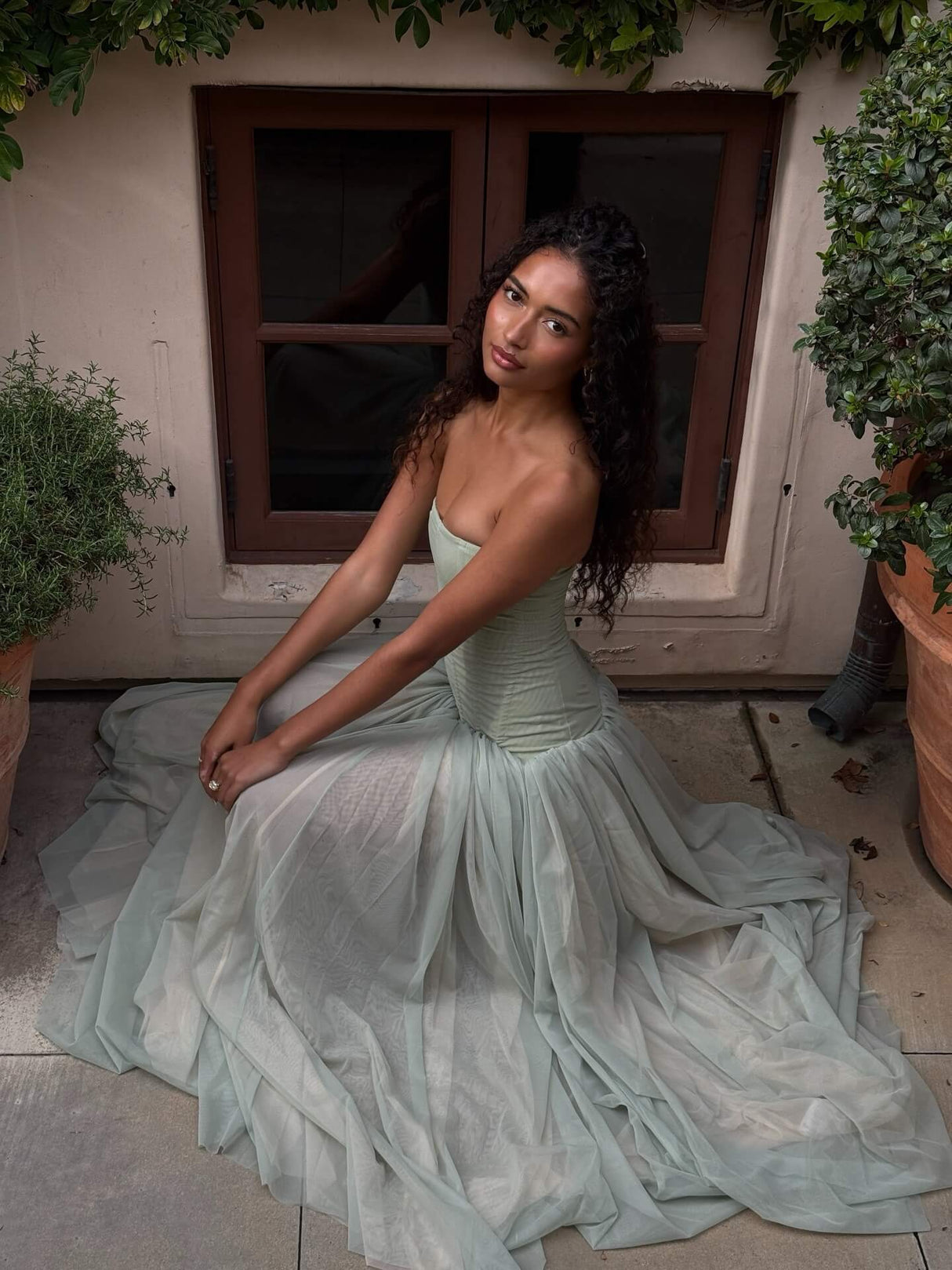 Aurohaya Galaxie Strapless Pleated Maxi Dress