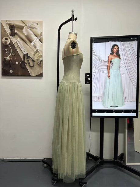 Aurohaya Galaxie Strapless Pleated Maxi Dress