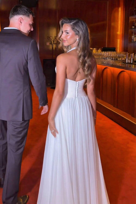 Aurohaya Nocturne Pleated Halter Maxi Dress