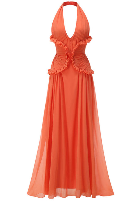 Aurohaya Énergie Halter Maxi Dress Orange