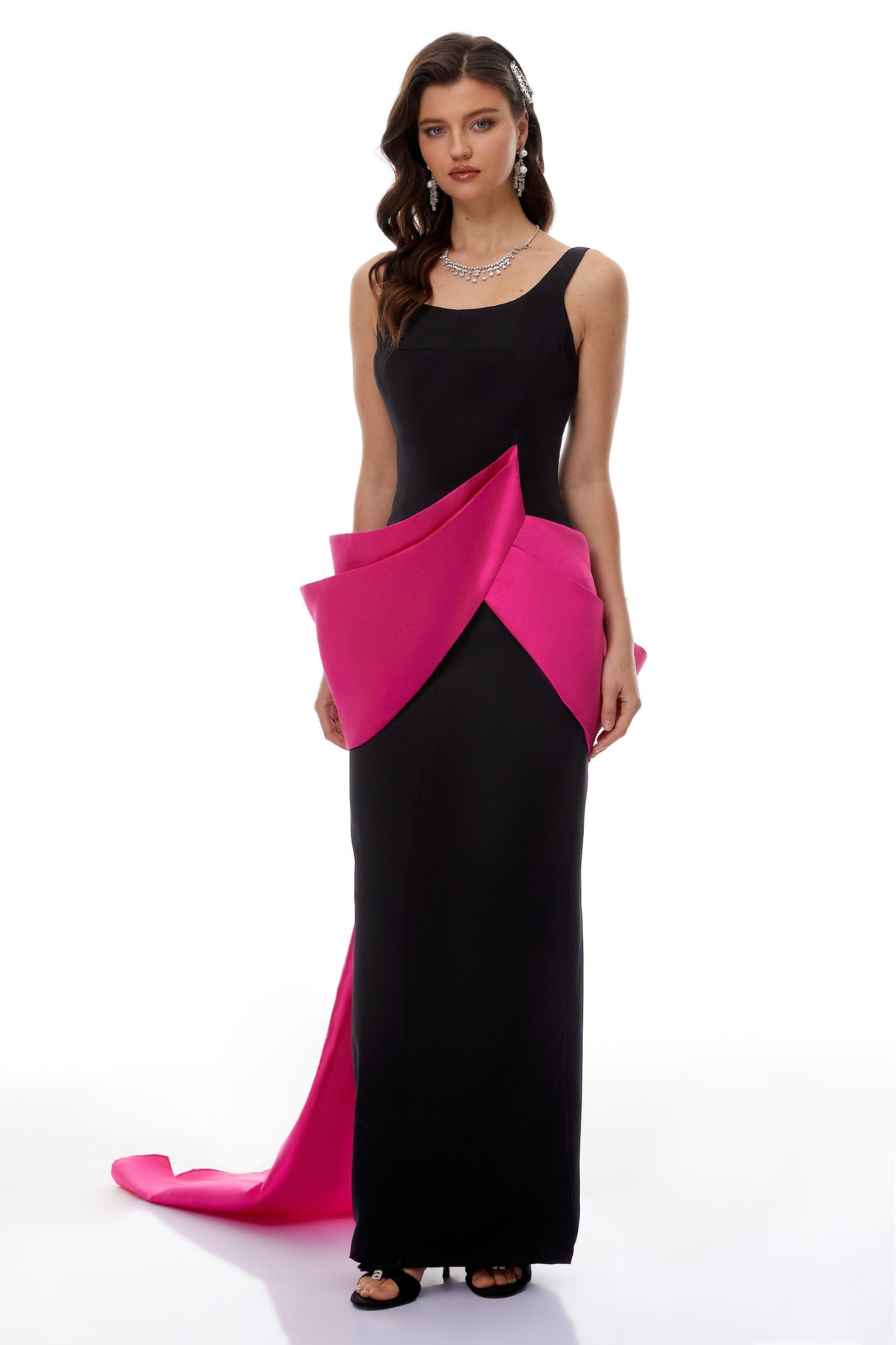 Aurohaya Aurora Black Color Block Layered Maxi Dress