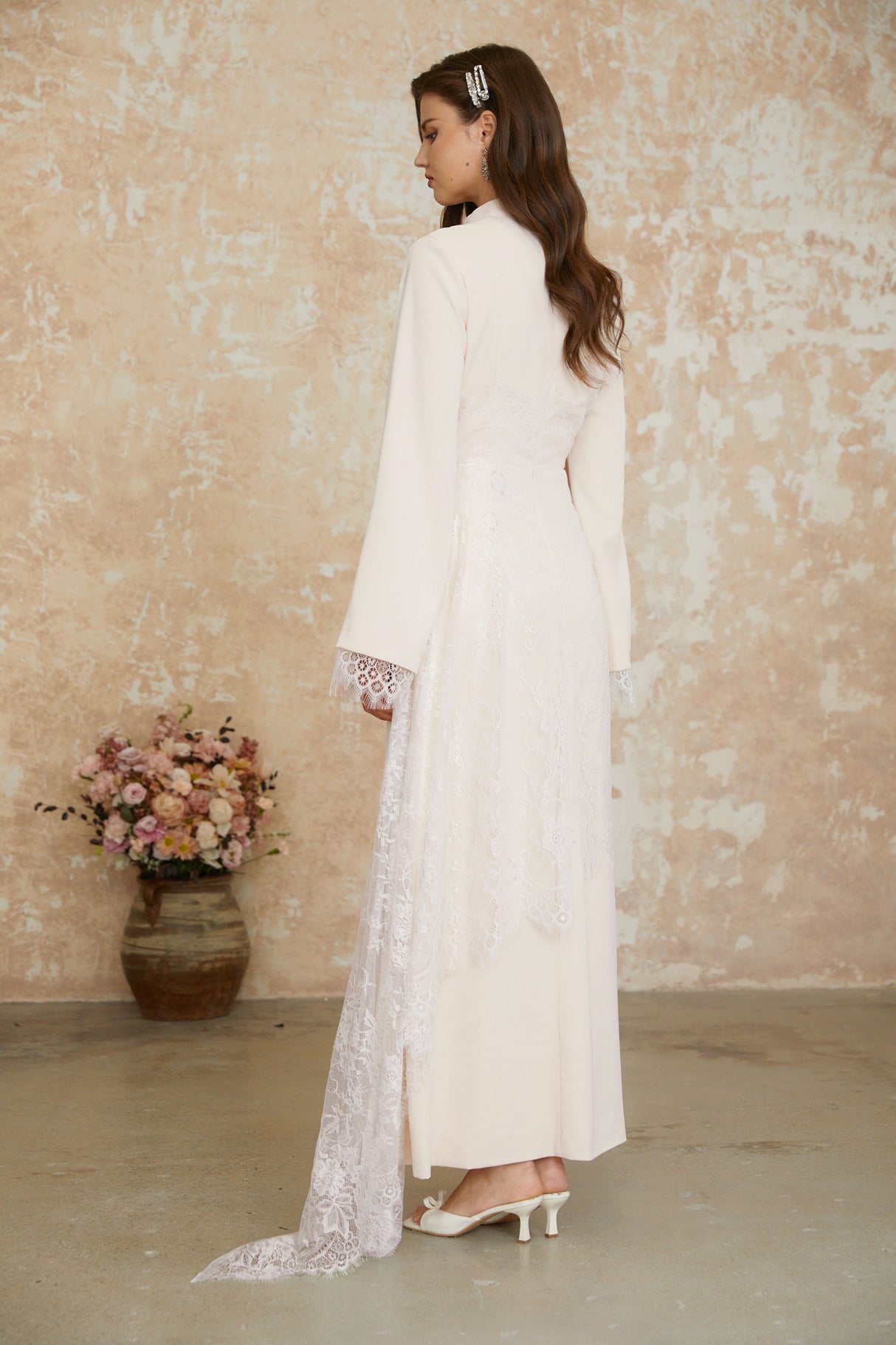 Aurohaya Aurora White Floral Lace Maxi Dress