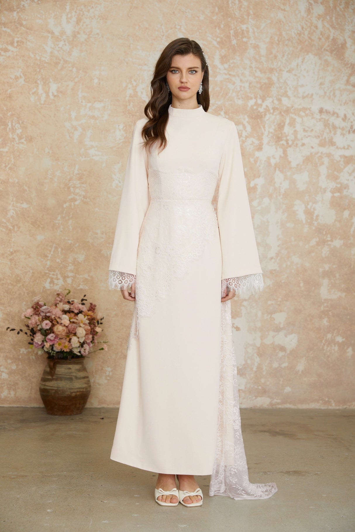 Aurohaya Aurora White Floral Lace Maxi Dress