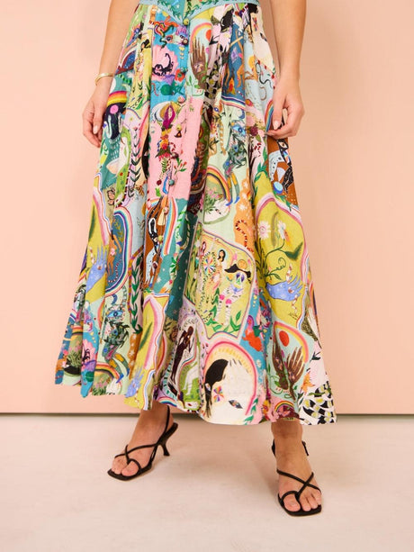 Aurohaya Casual Graffiti Evergreen Printing Midi Dress