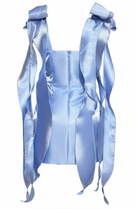 Bow Detail Silk Dress Blue