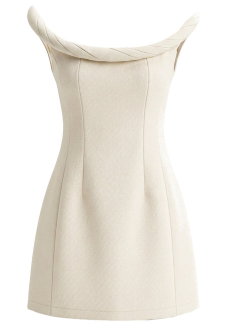 Braid Bardot A Line Dress Ivory