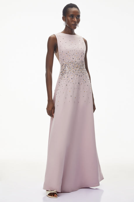 Aurohaya Bronislava Lotus Pink Embellished Maxi Dress