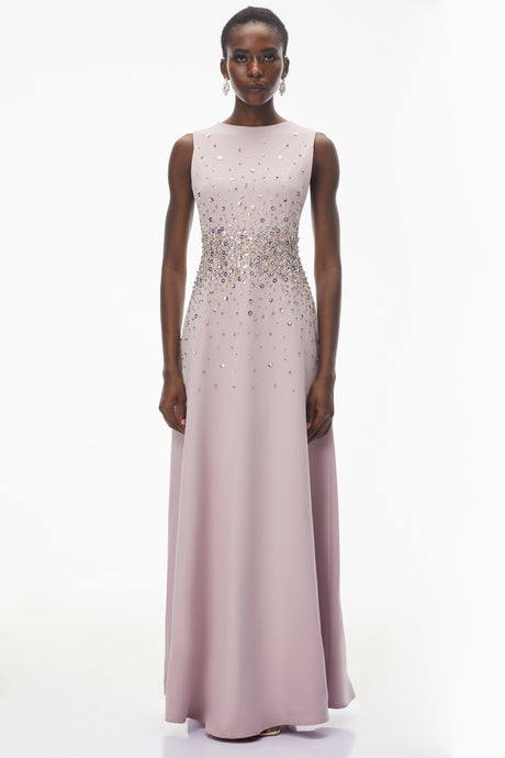 Aurohaya Bronislava Lotus Pink Embellished Maxi Dress