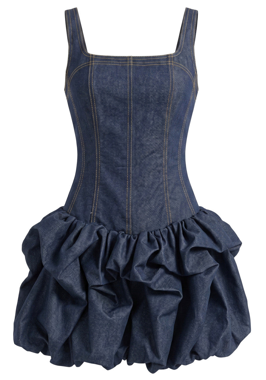 Bubble Denim Dress Blue