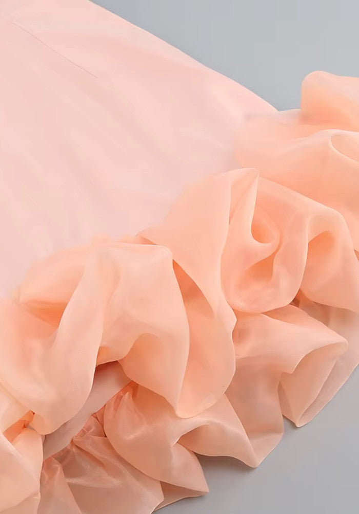 Bubble Hem Dress Coral