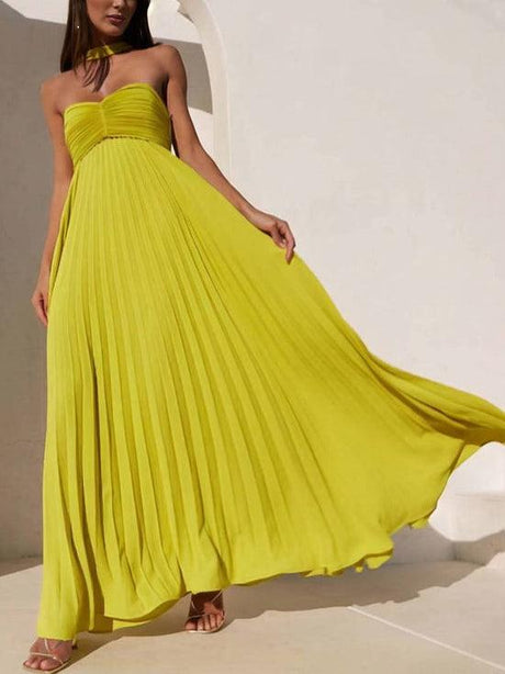 Aurohaya Exquisite Princess Pleated Off-the-shoulder Party Maxi Dress