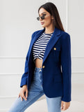 Aurohaya Women's Solid Color Blazer with Pockets Long Sleeves Elegant Casual Fashion Jacket