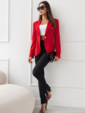 Aurohaya Women's Solid Color Blazer with Pockets Long Sleeves Elegant Casual Fashion Jacket