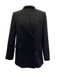 Aurohaya Double-Breasted Solid Blazer for Women Long-Sleeve with Pockets, Elegant Casual Autumn Jacket