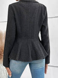 Aurohaya Chevron Peplum Double-Breasted Blazer for Women