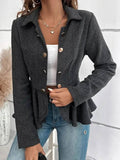 Aurohaya Chevron Peplum Double-Breasted Blazer for Women
