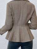 Aurohaya Chevron Peplum Double-Breasted Blazer for Women