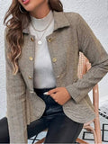 Aurohaya Chevron Peplum Double-Breasted Blazer for Women