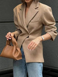 Aurohaya Women’s Office Blazer Loose Oversized Button & Pocket Jacket
