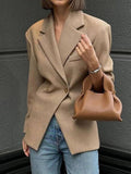 Aurohaya Women’s Office Blazer Loose Oversized Button & Pocket Jacket