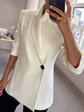 Aurohaya Satin Blazer for Women Elegant Oversized Casual Jacket
