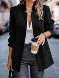 Aurohaya Chevron Blazer for Women Elegant V-Cut Long Sleeve Casual Fashion Jacket