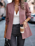 Aurohaya Chevron Blazer for Women Elegant V-Cut Long Sleeve Casual Fashion Jacket