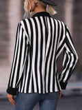 Aurohaya Women’s Striped Blazer Long Sleeve Boyfriend Style Casual Fashion Jacket