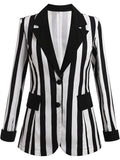 Aurohaya Women’s Striped Blazer Long Sleeve Boyfriend Style Casual Fashion Jacket