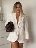 Aurohaya Women's Sequin V-Neck Blazer Jacket