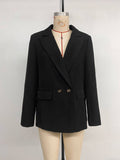 Aurohaya Women’s Blazer with Buttons and Pockets ong Sleeve Single-Breasted Lapel Casual Work Jacket