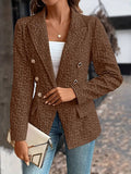 Aurohaya Women’s Double Breasted Jacquard Blazer Long Sleeve Casual Office Jacket