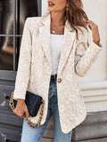 Aurohaya Women’s Floral Jacquard Blazer Long Sleeve Casual Office Jacket