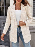 Aurohaya Women’s Floral Jacquard Blazer Long Sleeve Casual Office Jacket