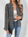 Aurohaya Women’s Short Tweed Jacket Chic Open Blazer Long Sleeve Autumn Winter Coat