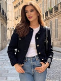 Aurohaya Camel Tartan Blazer for Women with Buttons and Pockets
