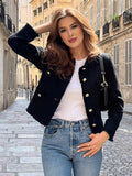 Aurohaya Camel Tartan Blazer for Women with Buttons and Pockets