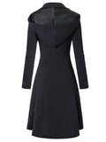 Aurohaya Hooded Wool-Look Midi Coat Elegant Button-Front Women’s Winter Jacket Plus Size